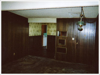 Buried Pool House Before Living Room